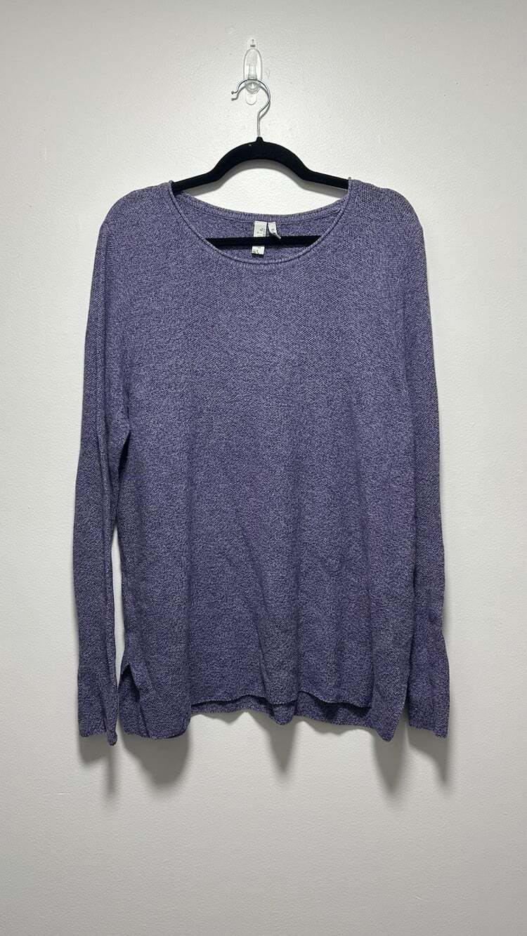 Sahalie Womens Purple Cozy Cotton Blend Textured Crewneck Sweater XL